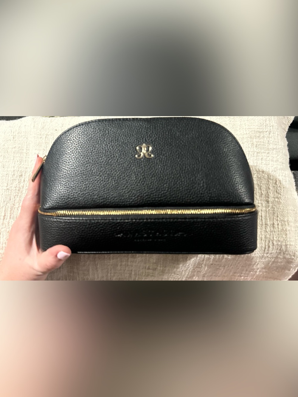 Anastasia Beverly Hills- Black Leather Cosmetics Pouch